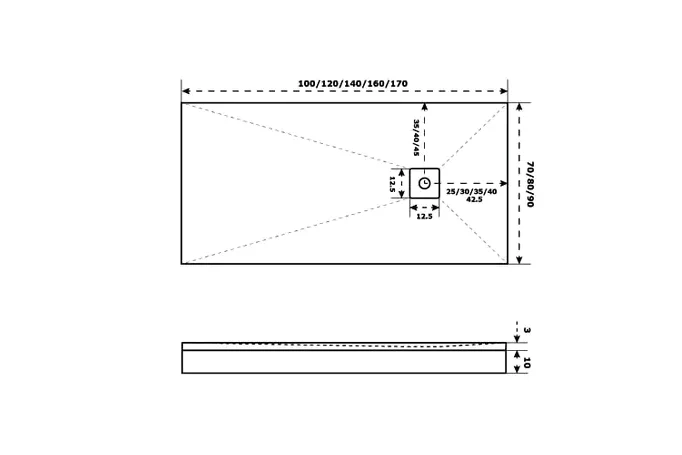Поддон литьевой Good Door Essentia Графит (серый) 1400x700