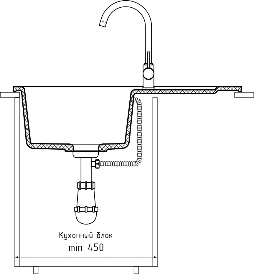 Мойка мрамор ЭкоМ М-680 1 чаша+крыло 680*430мм цвет песочный арт. М-680.302