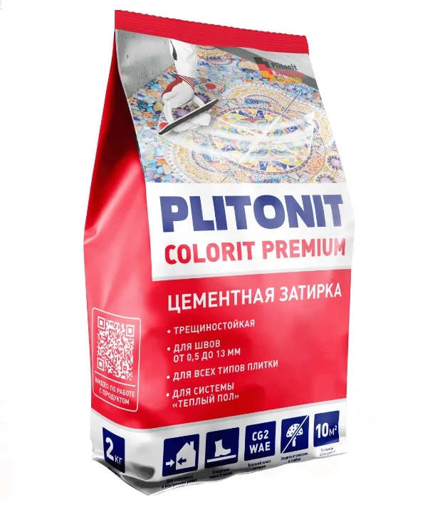 Затирка цементная PLITONIT Colorit Premium пакет биоцидная цвет белый 2 кг