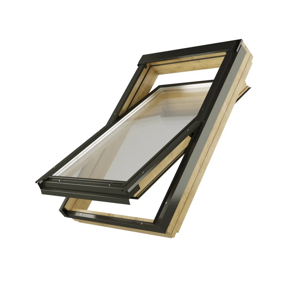 Окно ATICCO DAT 2002 P8 двухкамерное, дерево, прозрачный лак, 94*140