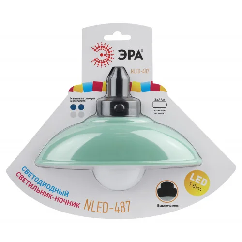 Светильник-ночник ЭРА зеленый NLED-487-1W-SW-GR