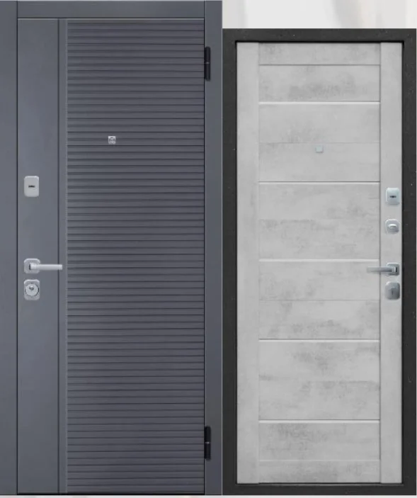 Дверь мет. FERRONI Бостон Царга 960х2050 "Л" МДФ сатин графит/МДФ бетон снежный