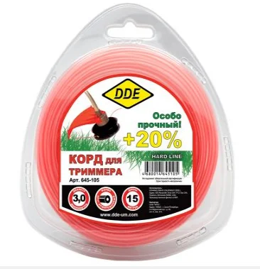 Леска в блистере 3,0мм 15м круг армированный, серый/красный,"Hard line", DDE