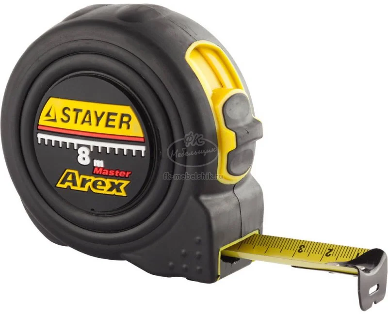 Рулетка 8м*25мм STAYER PROFI AREX, обрезиненный корпус
