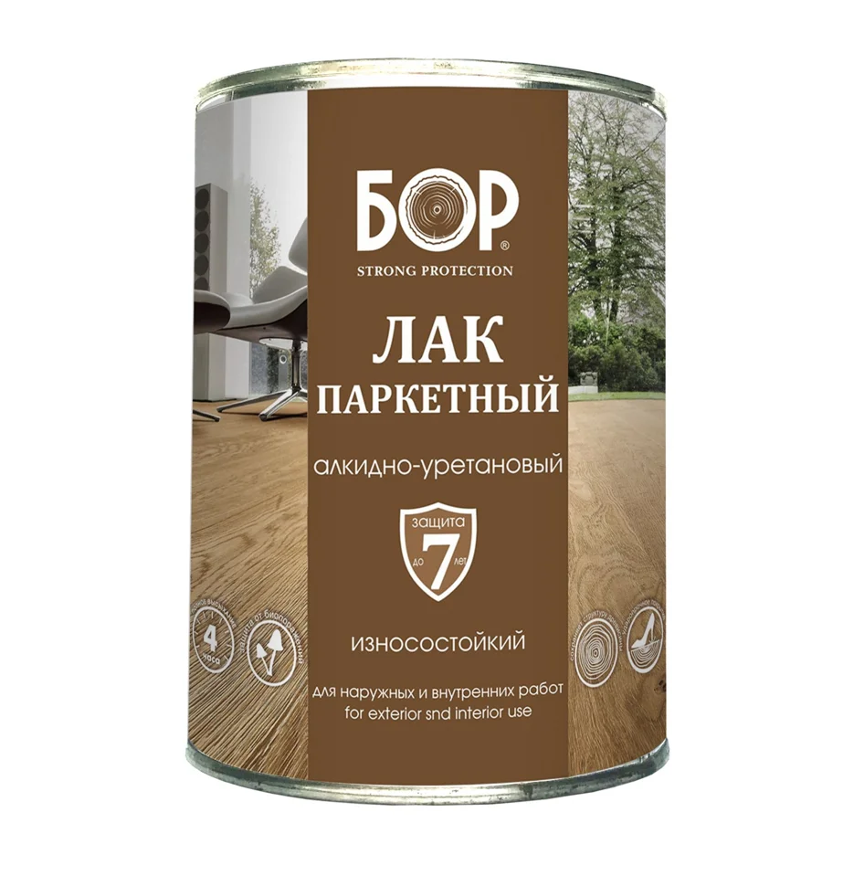 Лак паркетный глянцевый БОР АУ-271 алкидно-уретановый 0,7кг