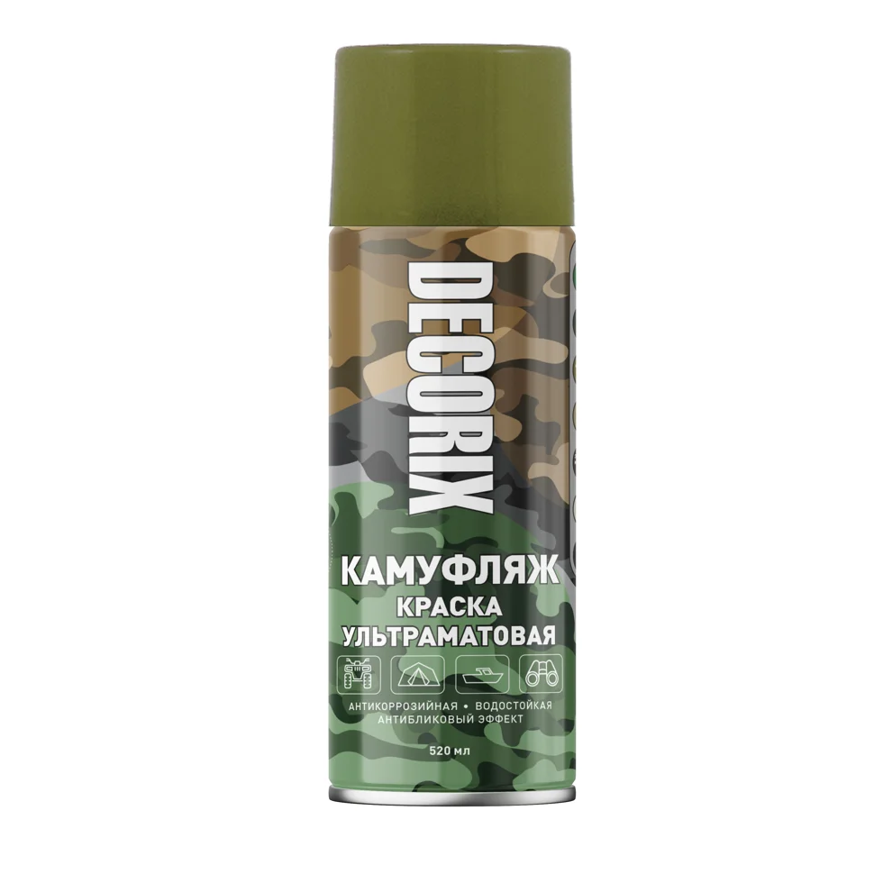 Краска аэрозольная акриловая Decorix оливковый камуфляж матовая 520 мл