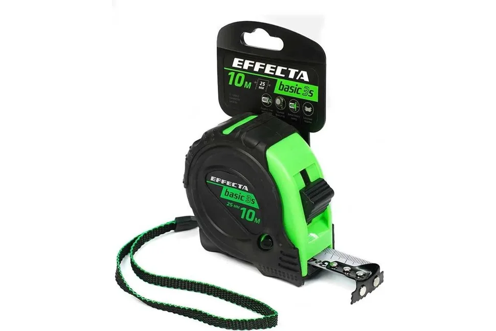 Рулетка 10м*25мм EFFECTA Basic 3S, с магнитом