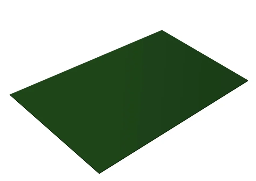 Плоский лист PE RAL 6005 (зелёный мох), 0.45 мм, 1,25*3.5 м.п., пл=4.375м2 (в пленке)