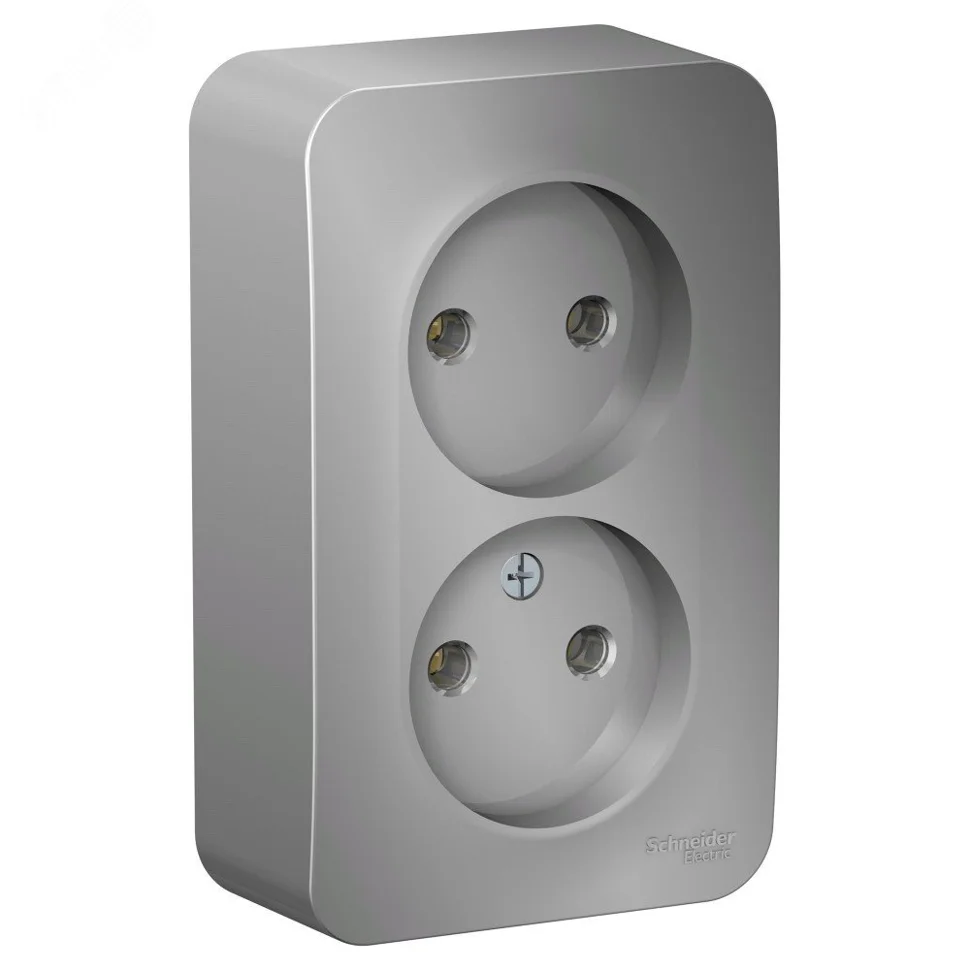 Розетка 2-м ОП Blanca 16А IP20 250В без заземления без защ. шторок с изолир. пластиной алюм. SE BLNRA000213