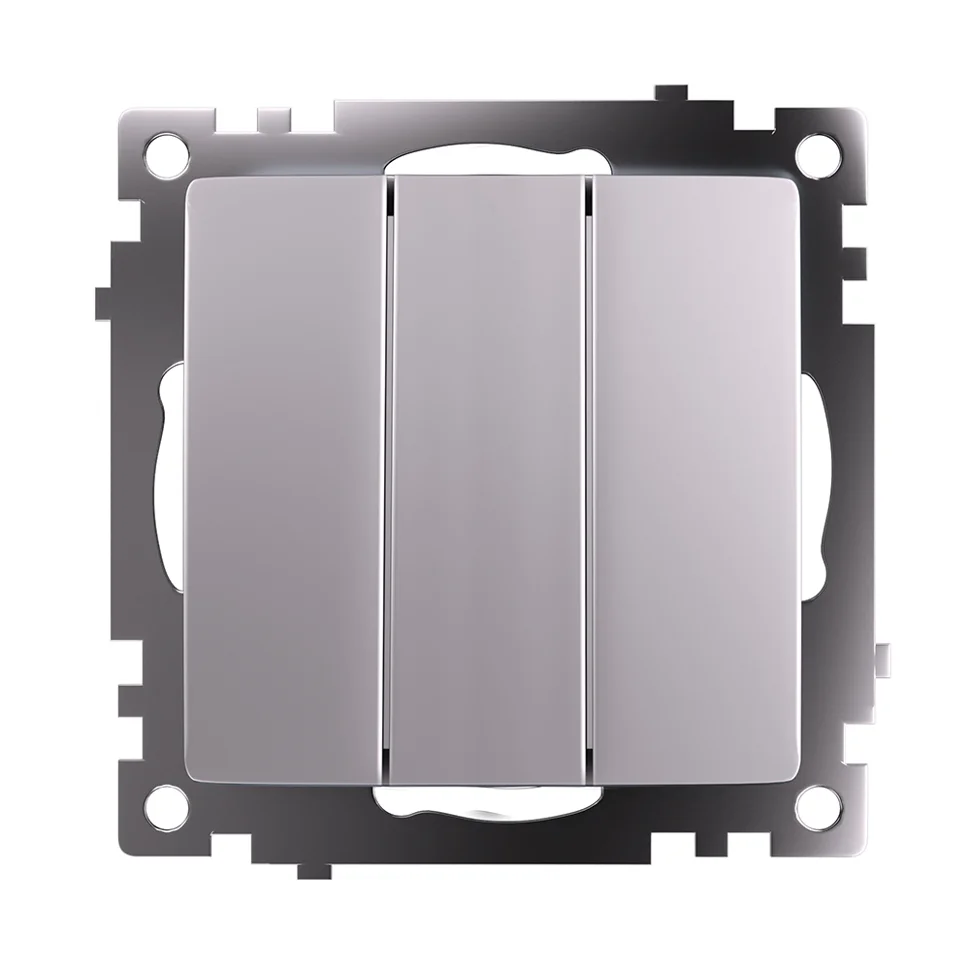 Выключатель трехклавишный (механизм), 250В, 10А, серебро GLS10-7108-03 Катрин STEKKER