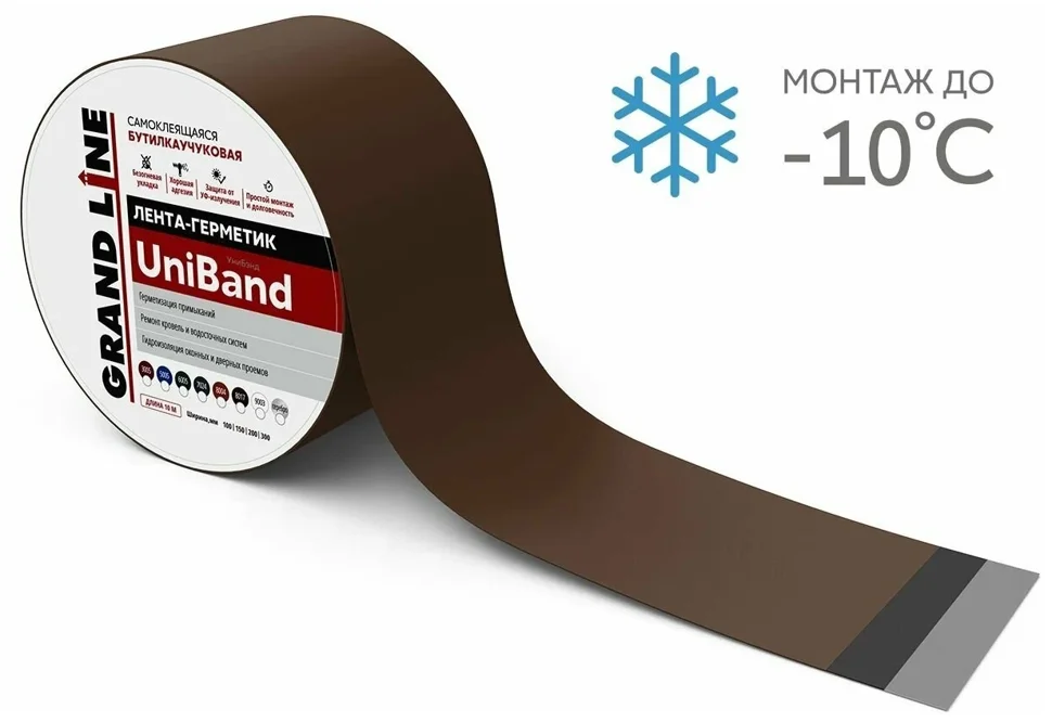 Лента герметизирующая Grand Line UniBand самоклеящаяся RAL 8017 коричневая 3м*5см