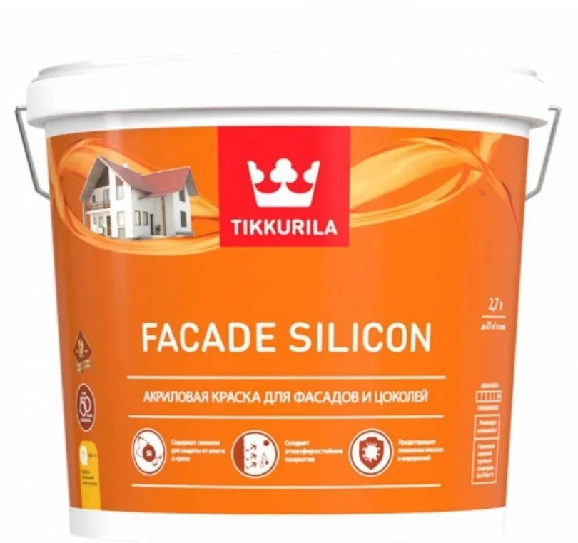 Краска ВД фасадная акриловая глубокоматовая База VVA TIKKURILA Facade Silicon 9л
