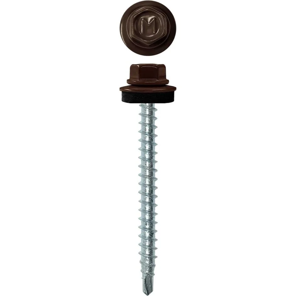 Саморез кровельный 4,8x35 сверло №1 (шоколад) RAL 8017 (пакет 50шт) DAXMER