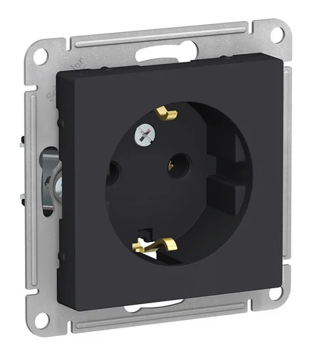 Механизм розетки 1-м СП AtlasDesign 16А IP20 с заземлением, карбон Schneider Electric ATN001043
