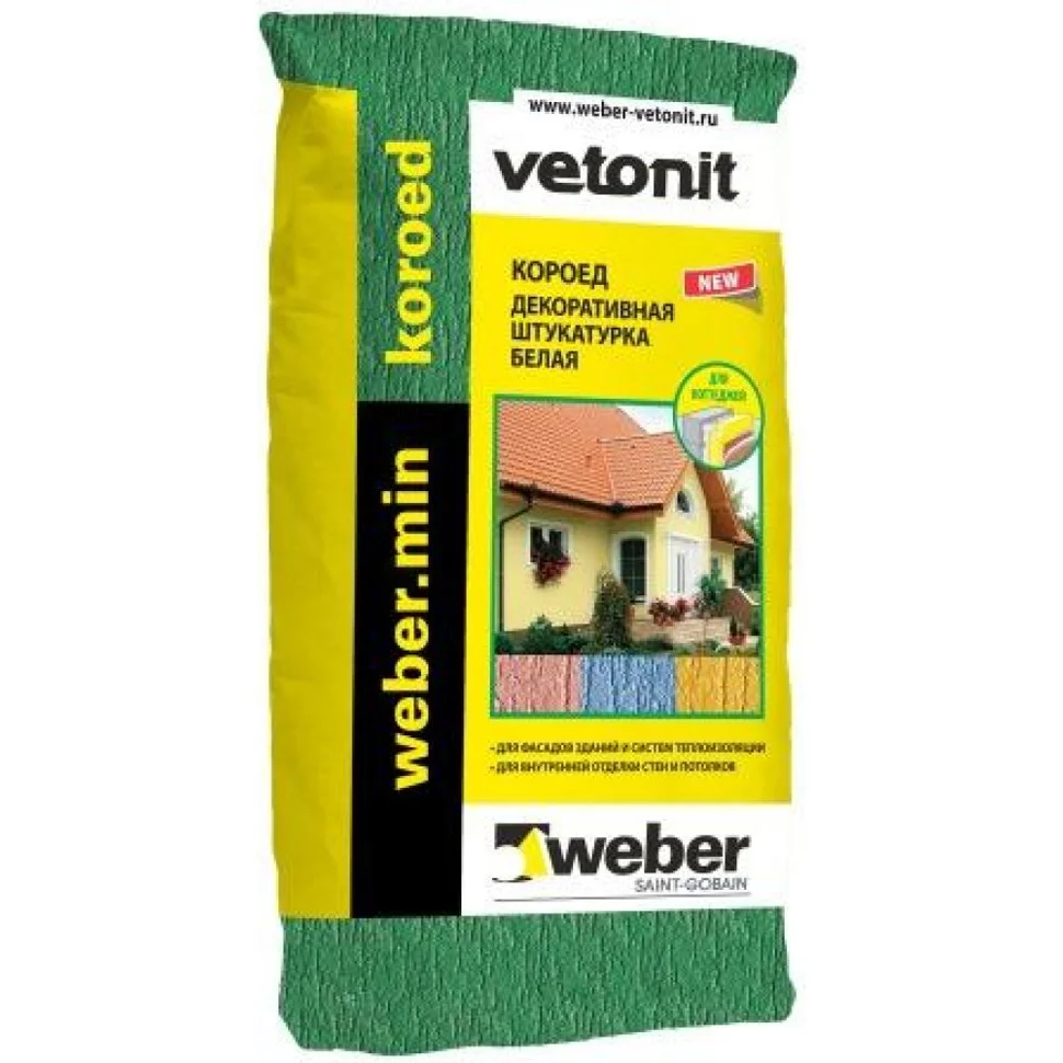 Штукатурка декоративная WEBER.MIN короед зерно 2,0 белая 25 кг