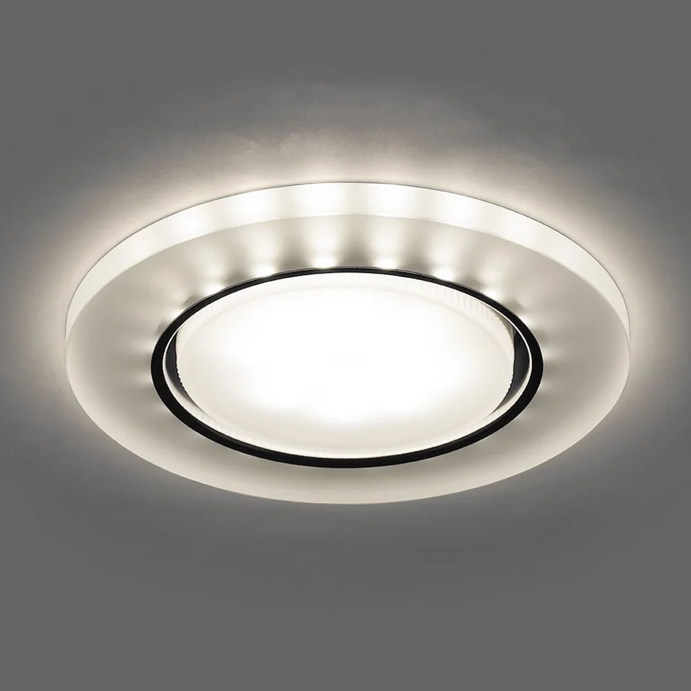 Светильник точечный Feron CD5020 со светодиодной подсветкой 20LED*2835 SMD 4000K, 15W GX53, белый матовый, с драйвером