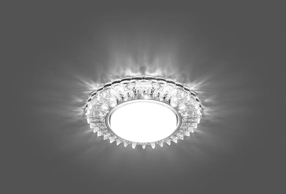 Светильник точечный Feron CD4025 со светодиодной подсветкой, 20LED*2835 SMD 4000K, 15W GX53 без лампы, прозрачный, хром, с драйвером в комплекте
