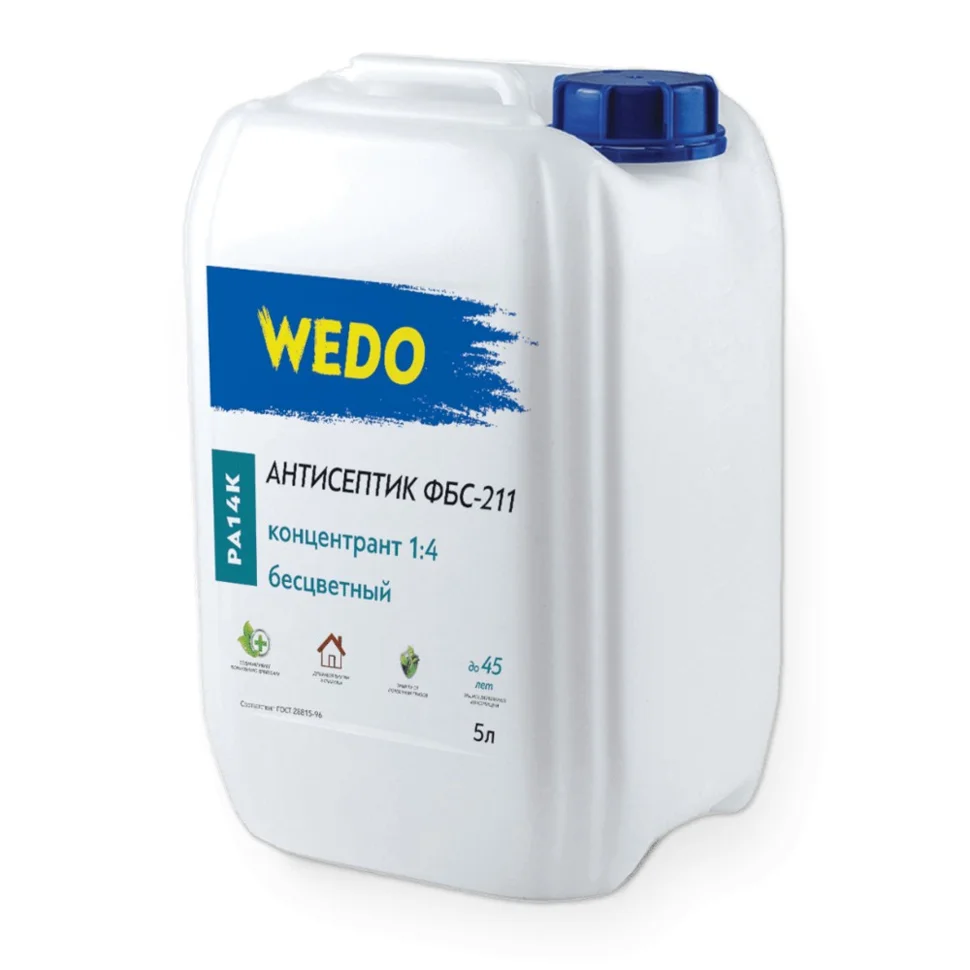 Антисептик WEDO PA 14К бесцветный концентрат 1:4 ФБС-211 5л