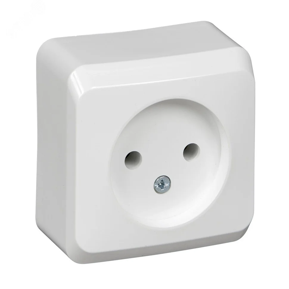 Розетка 1-местная ОП Этюд 16А без заземл. белый Systeme Electric PA16-001B