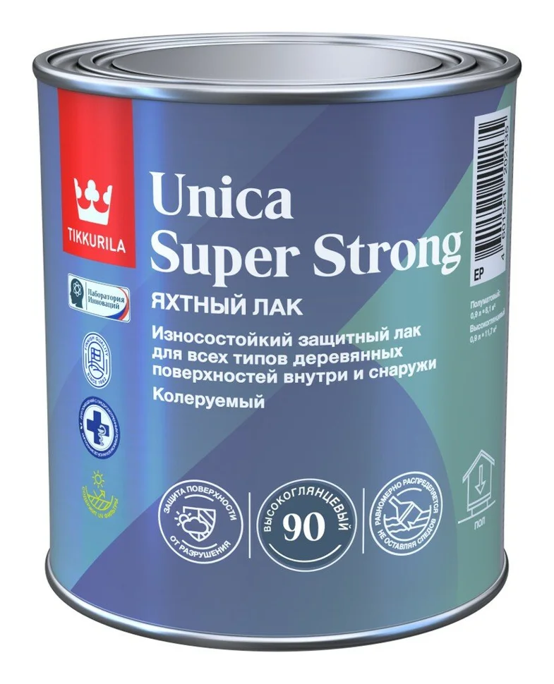 Лак универсальный полуматовый TIKKURILA Unica Super Strong EP 0,9л