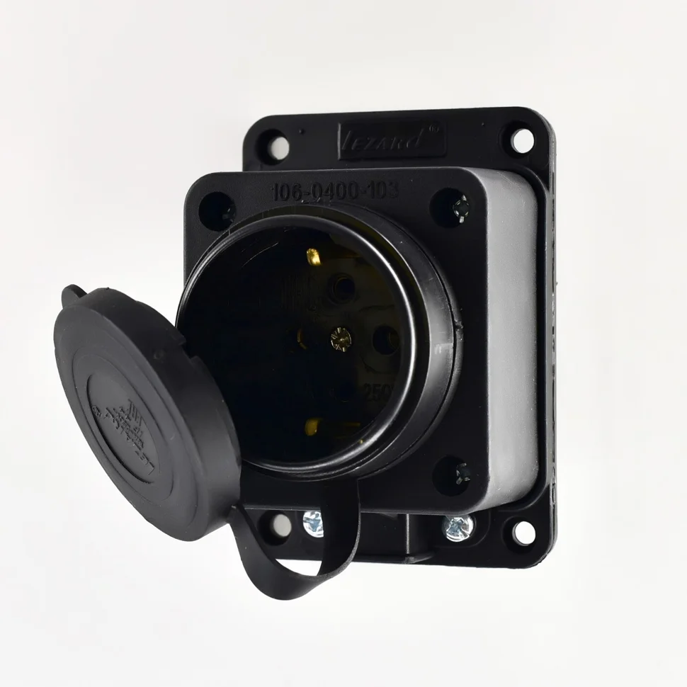 Розетка прямая Lezard с заглушкой 2Р+РЕ 1х16А 220-240V (каучук)
