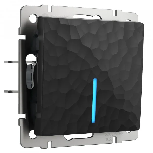 Выключатель одноклавишный СП Werkel Hammer с подсветкой черный, W1210108