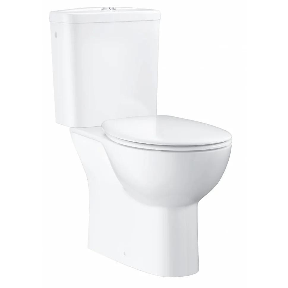 Унитаз-компакт GROHE BAU CERAMIC безободковый, вертикальный выпуск, сиденье микролифт