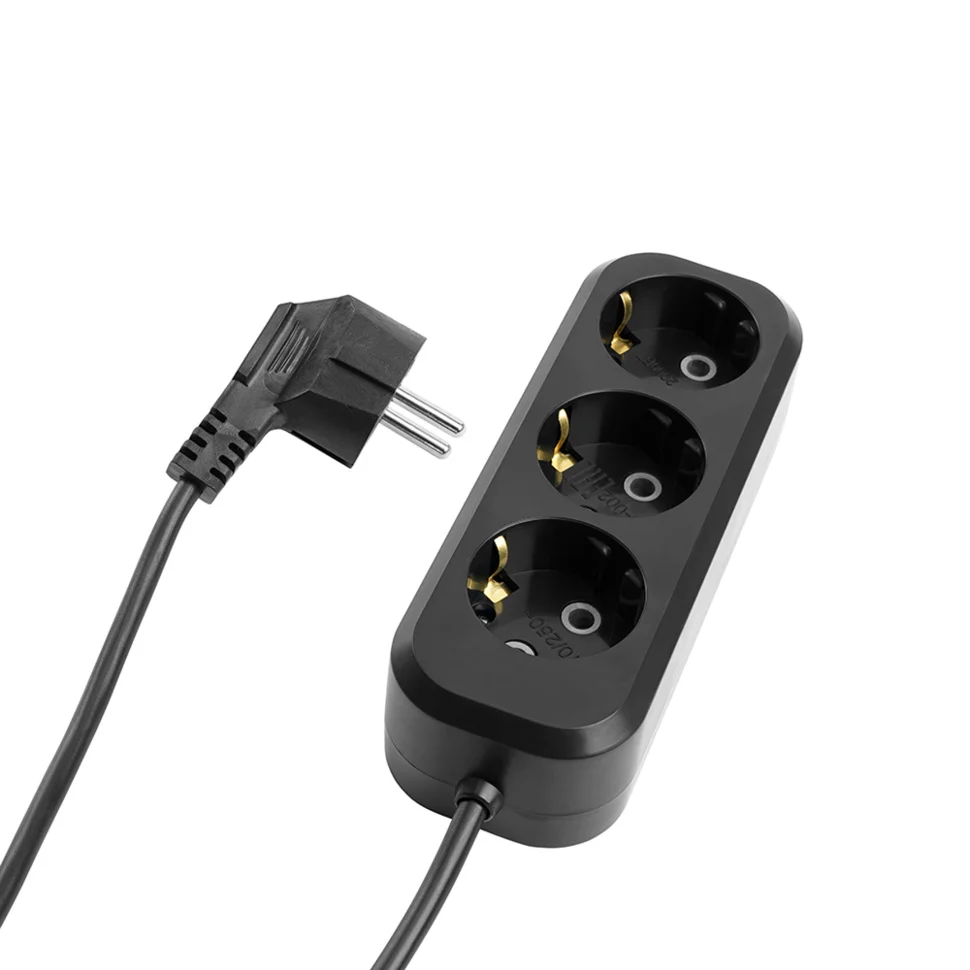 Удлинитель с заземлением 3 гнезда 3 метра 3x0,75мм2, серия Home, черный STEKKER HM01-31-03 (У10-002)