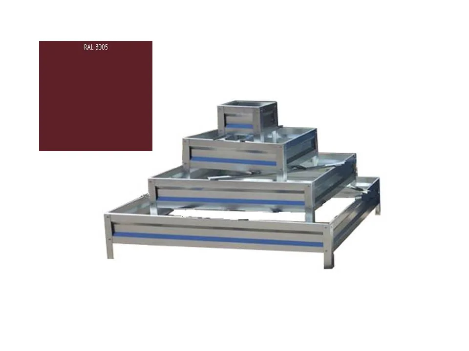 Цветник четырехярусный квадратный RAL 3005 из металлополосы, h= 20 см