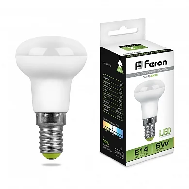 Лампа светодиодная 5W E14 230V 4000K (белый) Рефлектор (R39) Feron, LB-439