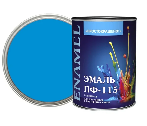 Эмаль ПФ-115 голубая 0,8кг Простокрашено БАУ
