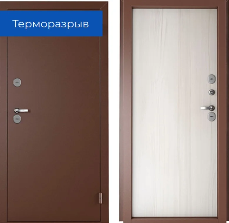 Дверь мет. ПРОМЕТ Норд 960х2050 "Пр" Металл антик медный/Дуб шале снежный
