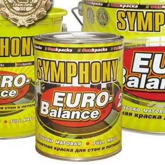 Краска ВД интерьерная акрилатная глубокоматовая SYMPHONY евро-баланс 2 0,9л