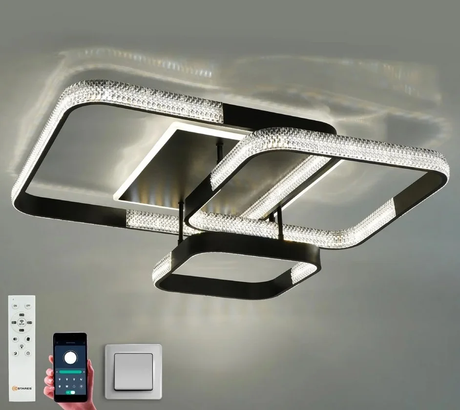 Светильник управляемый светодиодный MISTER 140W 4S-APP-720x660x160-BLACK/CLEAR-220-IP20