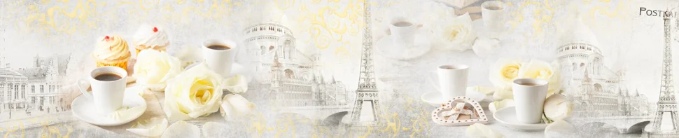 Панель-фартук АВС пластик фотопечать Кофе в Париже 3000*600*1,3мм ПАНЕЛЬПЛАСТ МЕДИУМ арт.309