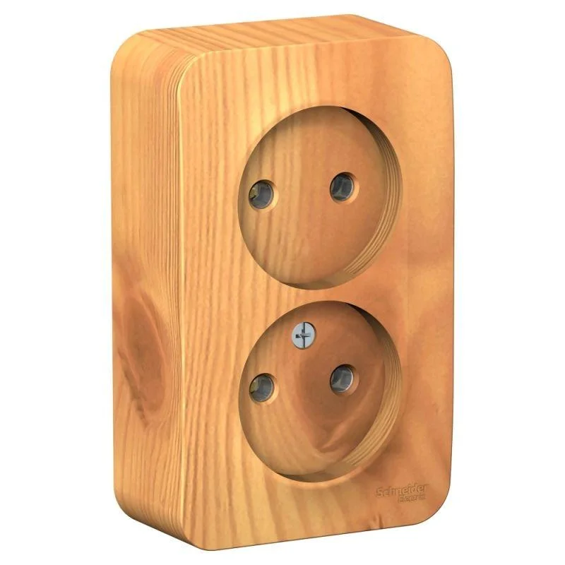 Розетка 2-м ОП Blanca 16А IP20 250В без заземления без защ. шторок с изолир. пластиной ясень SE BLNRA000215