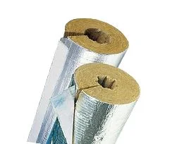 Цилиндры Роквул 50 x 25 мм кашированные фольгой (плотность 80кг/м3)