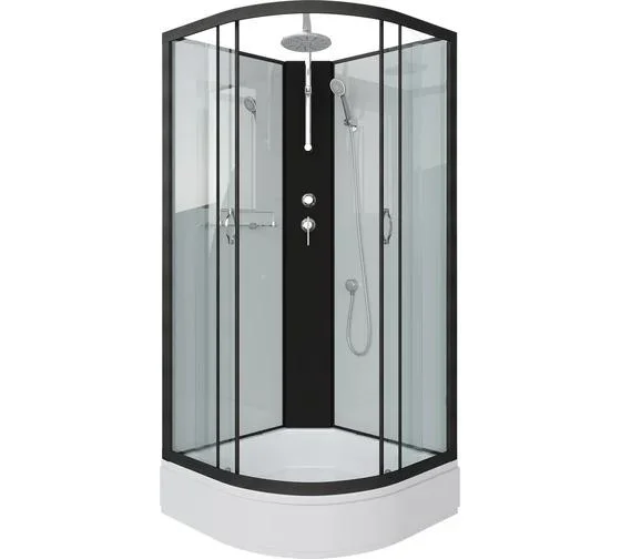 Кабина душевая NIAGARA Classic 1000х1000х2100, средний поддон (26 см), стекло ПРОЗРАЧНОЕ, профиль черный, арт.67021414BKT