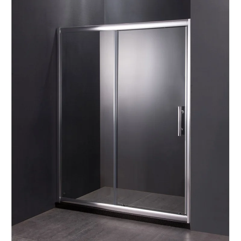 Шторка для ванны GROSSMAN GR-170/2 140*170см, алюминиевый профиль, стекло ПРОЗРАЧНОЕ 6мм