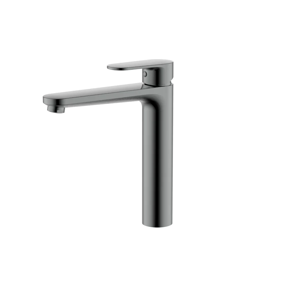 Смеситель AQUATEK НИКА для раковины высокий 190 мм, без донного клапана, оружейная сталь