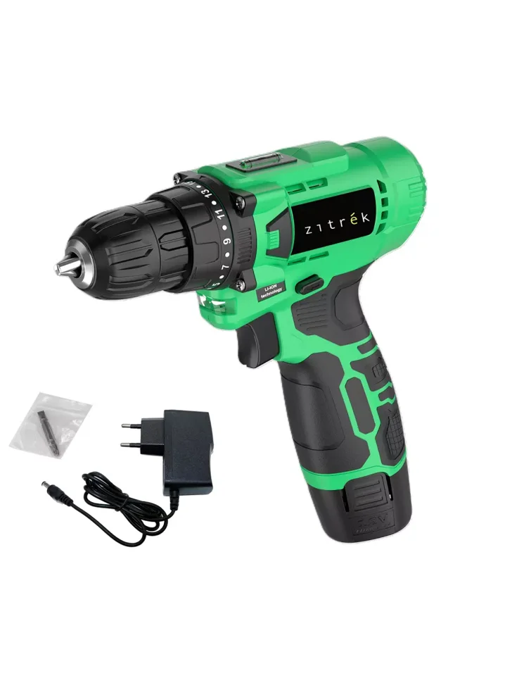 Дрель-шуруповерт аккумуляторная Zitrek Green Li Plus,12В, 1х1.5 Ач