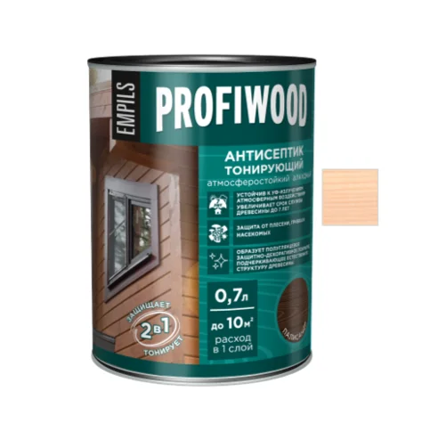 Антисептик EMPILS PROFIWOOD тонирующий "2 в 1" алкидный беcцветный 0,6 кг