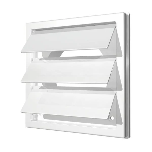 Решетка приточно-вытяжная с гравитационными жалюзи АБС 150х150 с фланцем D100, белая, ЭРА
