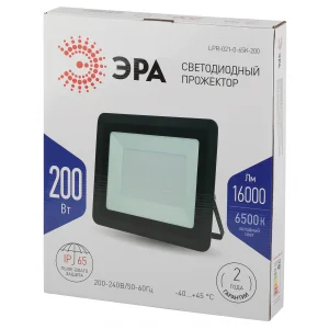 Прожектор светодиодный 200Вт 6500К 220V 16000Лм 390x330x50мм черный Китай ЭРА , LPR-021-0-65K-200*