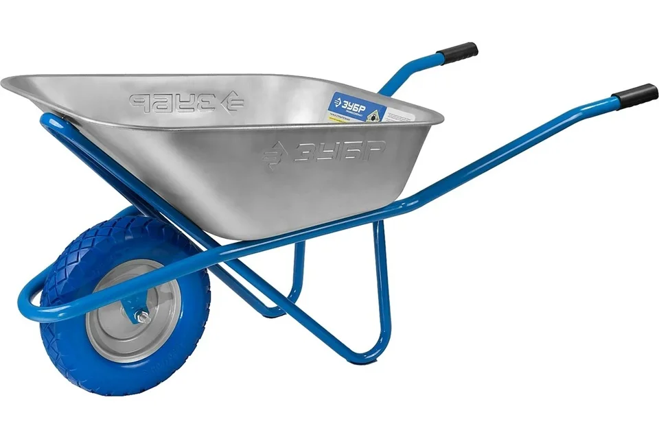 Тачка строительная одноколесная ЗУБР ПТ-200, 110 л, 220 кг, полиуретановое колесо, Профессионал