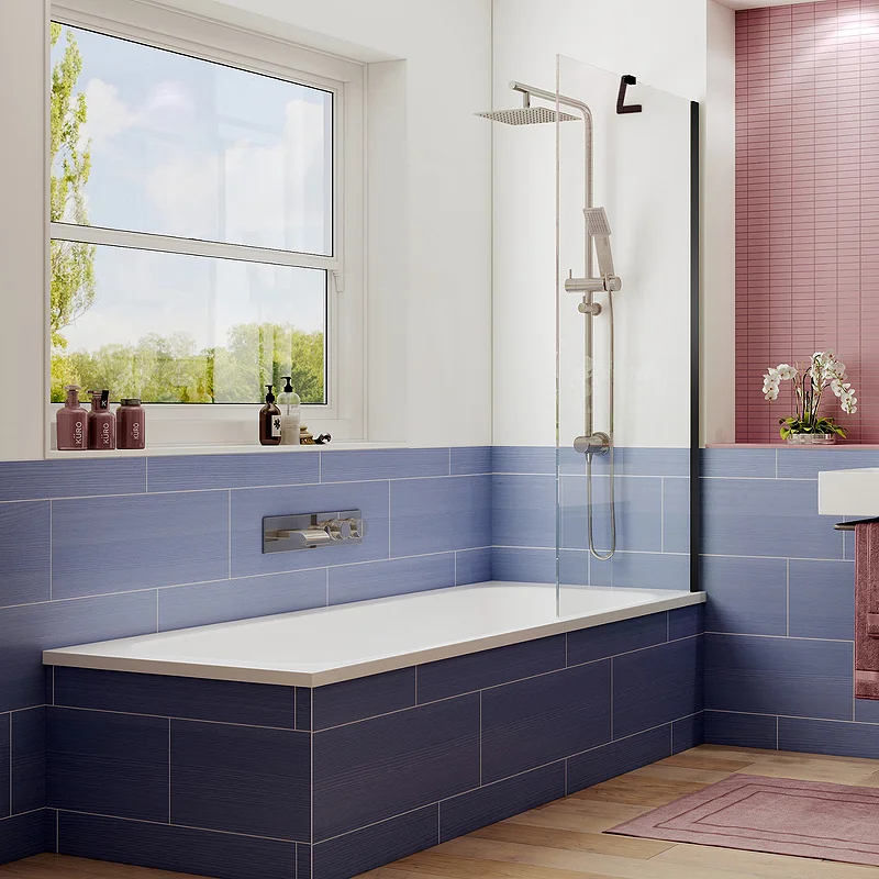 Шторка для ванны Ambassador Bath Screens 700x1400, 1 место, профиль черный, прозрачное стекло