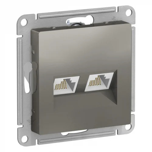 Механизм розетки компьютерной 2-местная СП AtlasDesign RJ45 кат.5E сталь Schneider Electric ATN000985