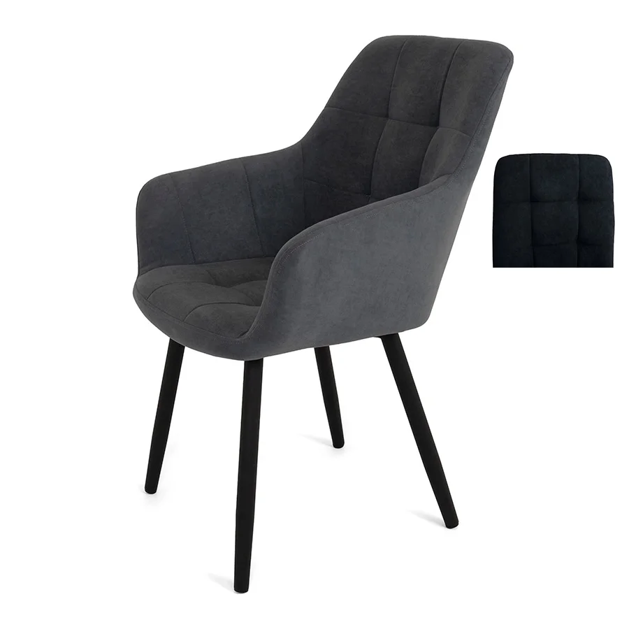 Стул Кампари утяжка (ткань Т191-угольный графит) + ножки 1R32 (черный)