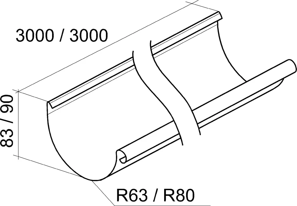 GL Желоб полукруглый, 125мм, 3м RAL 6005