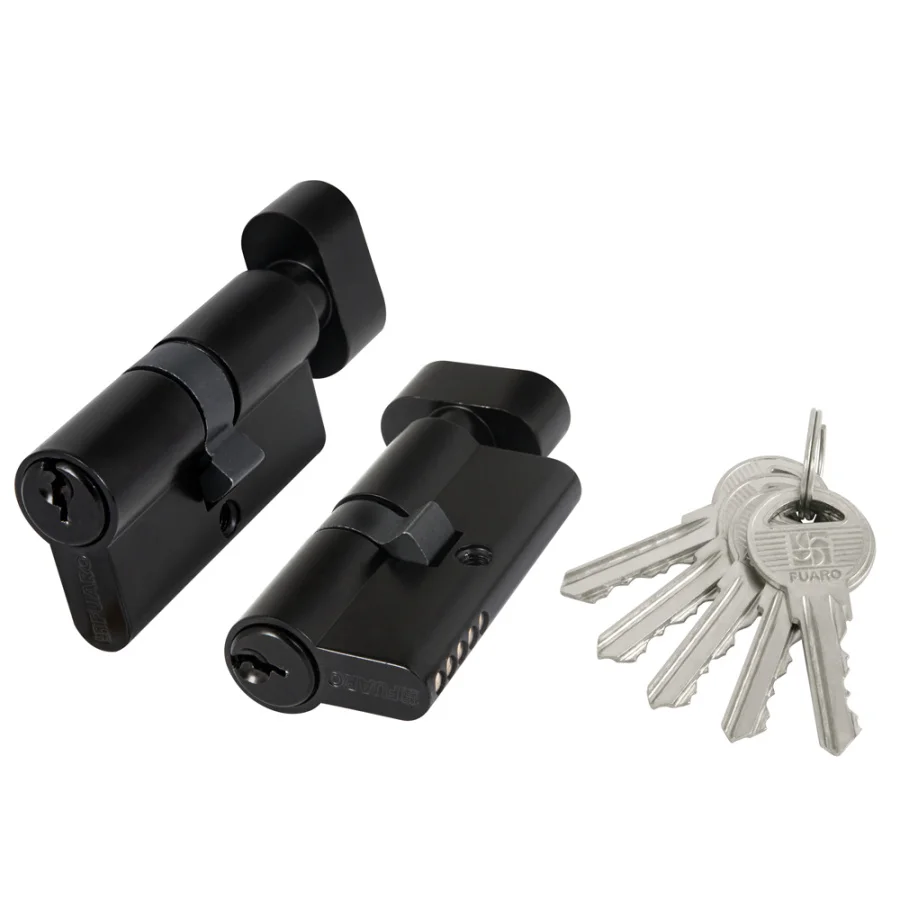 Цилиндр FUARO с вертушкой 100 ZM 60 mm (25+10+25) BL черный